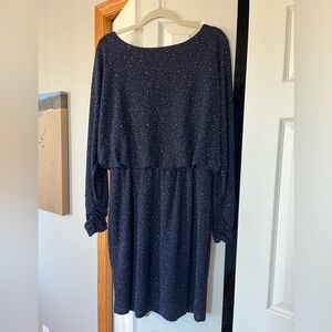 Eliza J Blue Sheath Dress with Bishop Sleeves